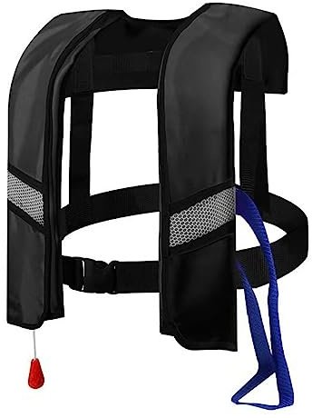 Snorkel Vest, Portable Inflatable Swim Vest Jackets for Snorkeling Swimming Diving Safety,Manual Inflatable Men's Women's Adjustable Vest for Swimming Fishing Outdoor Water Sports (330LB)(Black)
