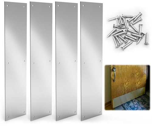 Fixirons 4 Stück Türtrittplatte aus Edelstahl, 40,6 x 10,2 cm, Metall-Türschild mit Schrauben, Trittplatte für Außentür für Tür, verhindert Treten
