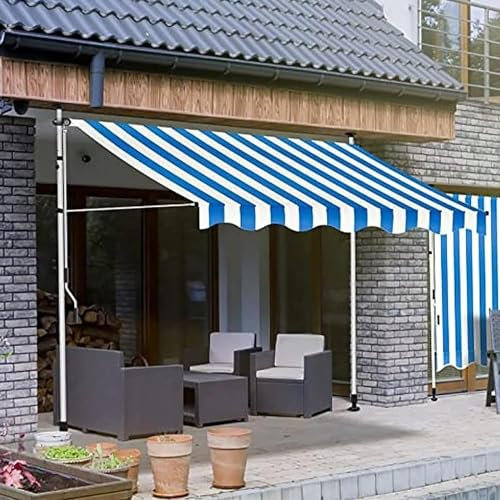 Klemmmarkise mit Handkurbel Balkon,Balkonmarkise ohne Bohren Markise UV-beständig & höhenverstellbar Sonnenschutz wasserdicht Terrassenüberdachung einfache Montage(Size:2M,Color:B)