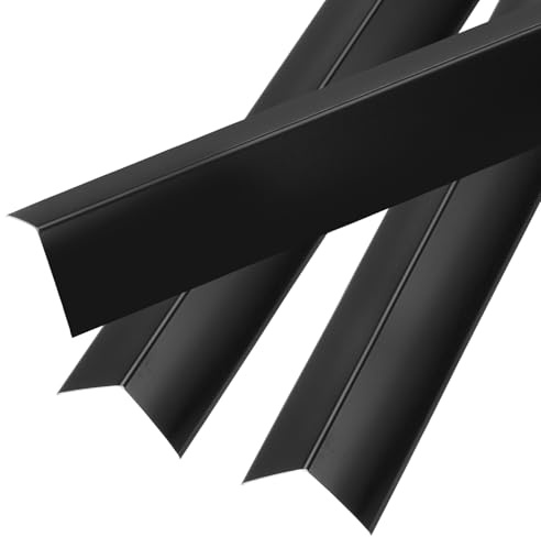 sourcing map 3 Pcs Aluminum Wall Corner Protectors L Molding Corner Guards Inside and Outside Wall Edge Trim for Walls Doors Window Cabinets Fireplaces Marble Tile Edge, Black
