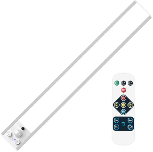 ENUOTEK Luz con Sensor de Movimiento, 37CM LED Cocina Bajo Mueble, Luz Armario Nocturna Interior, Luces Armarios con Sensor Sin Cable, Recargable, Tres Temperaturas de Color Ajustables, Cronometrable