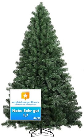 Weihnachtsbaum grün künstlich 180 cm - täuschend echt & naturgetreuer Tannenbaum - Nordmanntanne - mit Ständer (180cm-EASY)