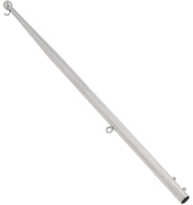 KIMISS Fahnenmast und Halterung für Boote, 610 Mm Länge, Fahnenmast aus Edelstahl 316 mit Schienenmontage für Marine-, Yacht-, Wohnmobil- und Fischerboote (Kleiner Kugelkopf 20 mm)