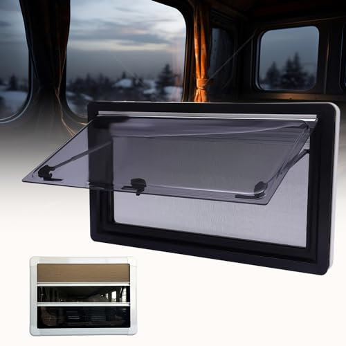 Rv Vent Window Side Window, Motorhome Window with Integrated Roller Blind and Fly Screen for Van Caravan Camper Rv, 65° Opening Angle,600*500mm
