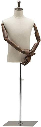 SHANYAYALI Männliche Torso Schaufensterpuppe mit Kunststoffarmen und stabilem Metallfuß für Kleidung Display (Silber)