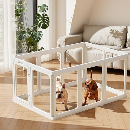 Gardner Pet Recinto per Cani in Acrilico Trasparente, 10 Pizzi, Bianco