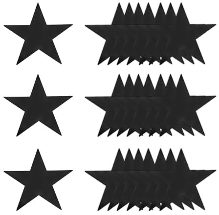 QUARKZMAN Schwarze Stern-Ausschnitte Dekoration, 40 Stück 11 Doppelt Bedruckte Papierstern-Ausschnitte Konfetti-Kartonsterne Dekorationen für Pinnwand Wand Klassenzimmer Party