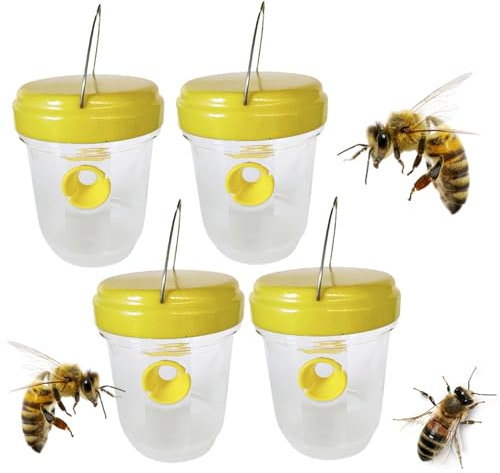 4 Pezzi Wasp Trappola sospesa all'aperto, da 3, 7x4, 7 Pollici Wasp Killer, Trappola per calabri di plastica per l'esterno, delle