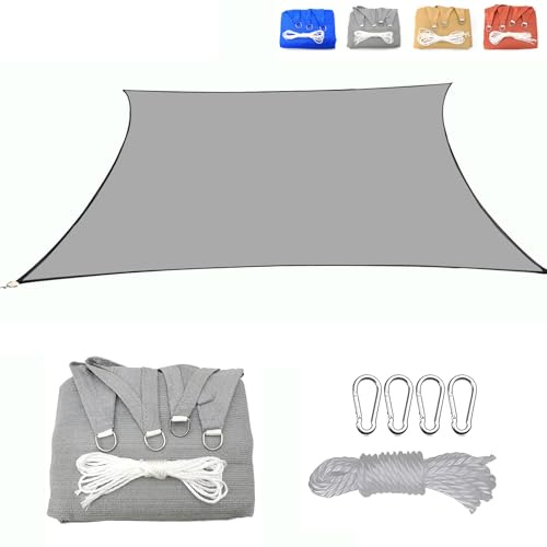 CANYUE Tenda A Vela Rettangolare 2.5x3.5m Vela Ombreggiante Parasole Tenda Da Sole in Tessuto HDPE Traspirante E Protezione Solare Raggi UV Per Esterno Giardino Terrazza Grigio