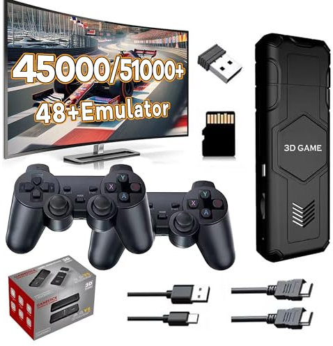 Y5 Console de Jeux rétro,4K Game Stick 51000+ Games,Console de Jeux vidéo rétro Support 48 émulateurs,Console Portable Rétro avec Double 2.4G contrôleurs sans Fil,Multiplayer,Plug & Play (128G)