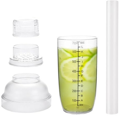 Shaker Per Caffè - Bottiglia Shaker Impermeabile Con Martello Al Limone, Shaker Migliorato Con Scala E Colino | Shaker Da Cocktail Tra E Rimovibile E Facile Da Utnsparent Dosatore Per Bar Home