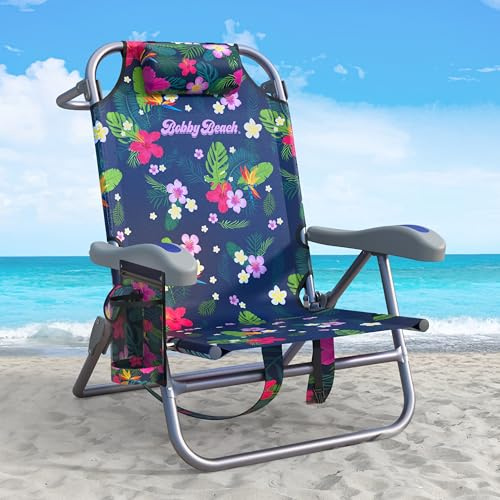 Bobby Beach Strandstuhl | Klappstuhl & Strandliege klappbar leicht als Rucksack zu tragen | Campingstuhl faltbar mit Getränkehalter & Taschen | Liege & Liegestuhl klappbar (Strandstuhl, Night Blue)