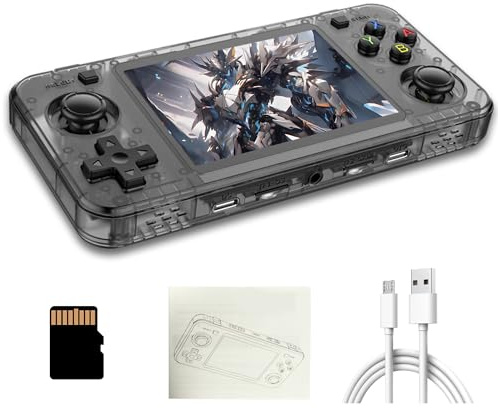 R36H Retro Spielekonsole, Tragbare Handheld Spielekonsole mit Integrierten 22000+ Retro Spielen, 23 Emulatoren, Open Source Linux System, 3,5 Zoll IPS Bildschirm, Auflösung 640 x 480 (128G, Schwarz)