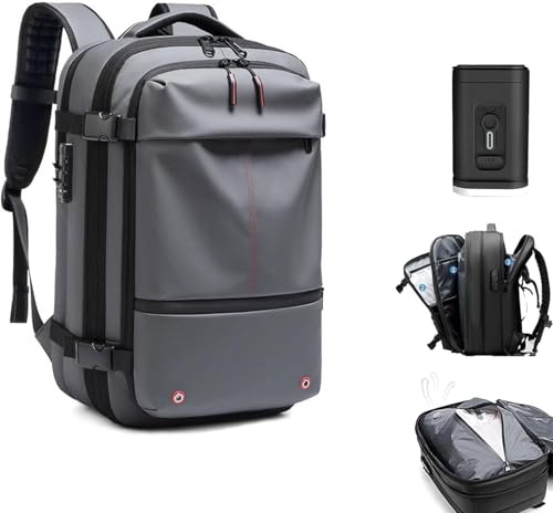 Sac à Dos Vacpack,Sac à Dos Extensible 60l avec Compression sous Vide, Résistant à L’Eau, Sac à Dos Aspirateur De Voyage Antivol,Sac à Dos De Voyage Multifonction pour Hommes, Black, Airpump