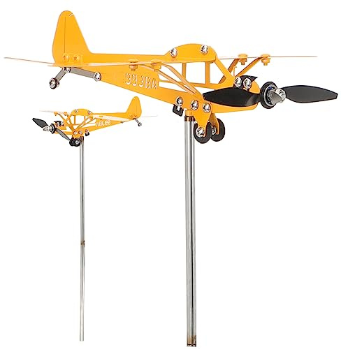 HEMOTON 2 Pièces Girouette Avion Décoration de Jardin Éolienne Extérieure pour Aménagement Paysager Sculpture de Vent Décoration de Cour Installation Facile