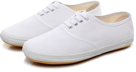 KANLVU Zapatillas Kung Fu para Hombres Y Mujeres Ligeros De Lona Zapatos De Artes Marciales con Suela De Goma Antideslizante para Tai Chi, Karate Y Uso Informal(36 EU,Blanco)