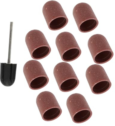 Anneome Kit de 10 Tapas de Lijado para Brocas de Uñas en Color Café, Resistentes al Desgaste Protección Calor, Herramienta de Pedicura Profesional de Plástico