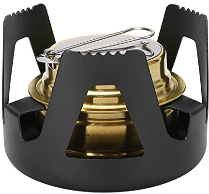 Masyrt Mini cuisinière à alcool en laiton alliage d'aluminium sûr et coupe-vent portable largement répandu Mini four à dos pour la cuisson du camping (noir)