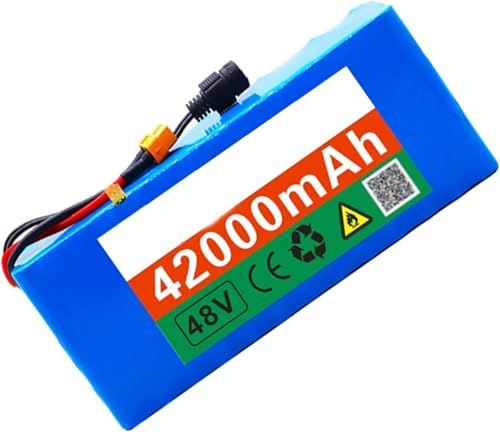 Batería de bicicleta eléctrica de 48 V y 42 Ah, batería de iones de litio 13S3P para bicicleta eléctrica, con cargador, para motores de bicicleta eléctrica de 200 W, 350 W y 500 W 48V 42Ah,T plug