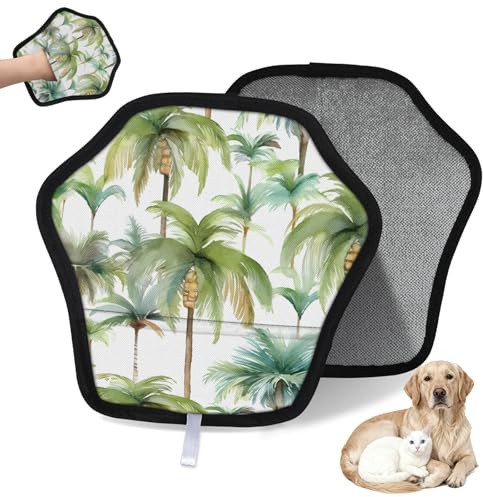 WowPrint Wasserfarben-Palmen-Handschuh zur Entfernung von Tierhaaren für Katzen und Hunde, wiederverwendbar, elektrostatische Tierhaar-Handschuhe, Bürstenwerkzeug für Couch, Kleidung, Teppich, Möbel