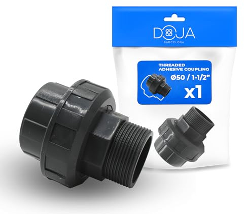 DOJA Barcelona Manguito Adhesivo Ø50mm con Rosca PVC - 1 1/2 - Fácil Instalación - Conexión Roscada - Manguito Roscado, Anticorrosión, Resistente y Excelente Adaptación - Manga PVC Removible
