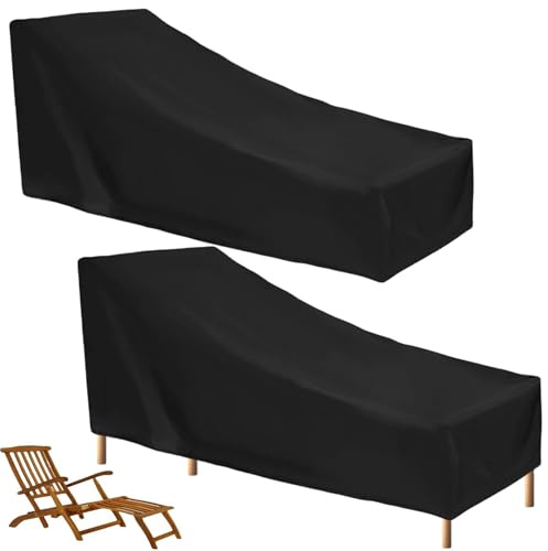 Lot de 2 housses de protection pour chaise longue - Résistante aux intempéries - 210 x 75 x 80/40 cm - Tissu Oxford 210D - Coupe-vent - Imperméable à la poussière - Résistant aux UV - Pour chaise