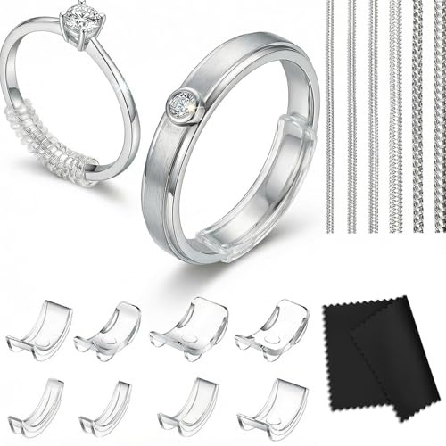 Ring Sizers for Loose Rings, 15 Pack Invisible Ring Size Adjuster Ring Guards Spacer Silicone Tightener Resizer Fitter,Fits Bands Width to 1mm-10mm