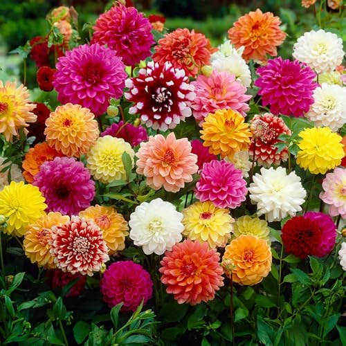 DAHLIA-lökar (knölrötter) | Lökar från de bästa holländska producenterna | Exklusivt urval och kvalitetskontroll | Garanterad blomning från första året. (5 Dekorativdahlia Blandning 100 cm)