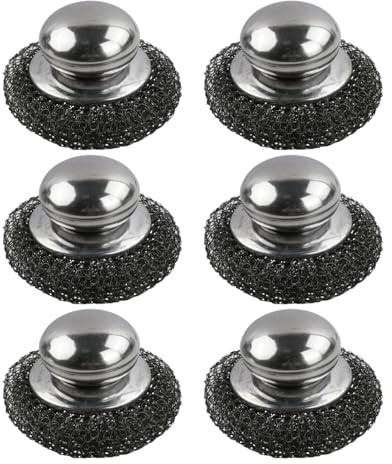 6er-Set Edelstahl-Kugel-Scheuerschwämme, Hochwertige Stahlschwämme mit Griff, Rostfrei, Ideal für Hartnäckigen Schmutz in Töpfen, Pfannen & Grill, Wiederverwendbar & langlebig