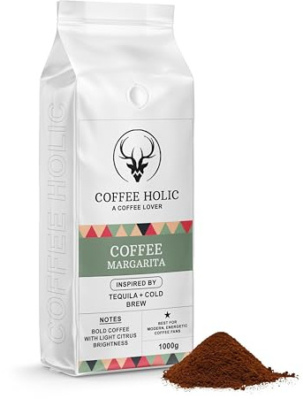 Coffeeholic Coffee Margarita Tequila Ground Coffee 1kg – Bold Cold Brew Espresso with Citrus Notes, Medium Roast Ground Coffee for Cafetiere, Espresso Machines & Moka Pot, for Ground Coffee Gift Set