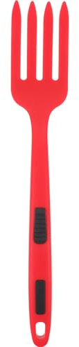 BESPORTBLE Tenedor Grande de Silicona Antiadherente para Cocinar Fideos y Mezclar Ensalada, Tenedor de Cocina Práctico Ergonómico Color Rojo para Uso en Hogar, Restaurante y Catering