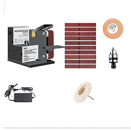 Lijadora de Banda, Mini lijadora de banda eléctrica de 350W, regulación de velocidad continua, máquina pulidora de Metal y piedra, afiladora cortadora(B)