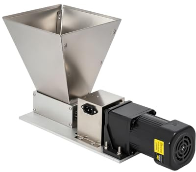 Moulin à céréales électrique 60 W 75 tr/min, moulin à rouleau en acier inoxydable avec fente réglable de 0 à 2,5 mm, entonnoir de 4 l, pour céréales, malt, brassage de bière, argent et noir