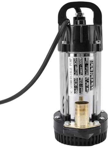 Aramox Bomba Sumergible Bomba de Agua de Acero Inoxidable con Motor de Cobre sin Escobillas 300W 22m Elevación 4m3 H 7m Cable para Pozos Granja Riego de Huertos Riego de Ganado (DC24V)