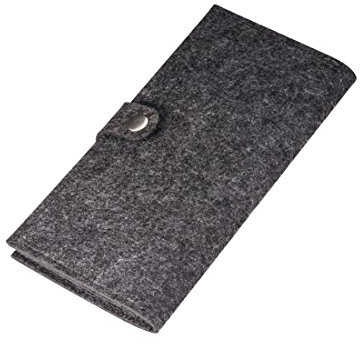 Reiseorganizer aus Filz GRAU – Moderne Reise Tasche, Dokumententasche, Etui, Reisemappe für Reisedokumente mit Druckknopfverschluss – vielen Fächer, für Dokumente, Stift, Karten, Flugticket