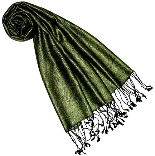 LORENZO CANA Luxus Pashmina dam – halsduk jacquard vävd 100 % siden paisley mönster sidenhalsduk ton i ton