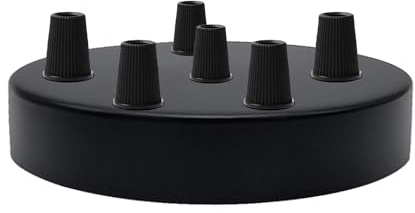 LEDSone Schwarze Deckenrosette, perfekt für Stoff-Flexkabel, Deckenleuchte aus Metall mit Zubehör für Decken- und Wandleuchte. (6 outlet)