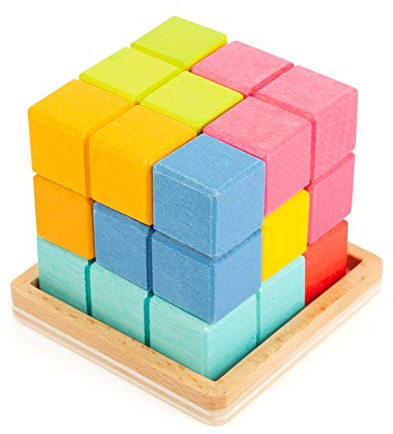 small foot 11346 3D Puzzle Würfel, bestehend aus 7 Teilen, Denkspiel ab 5 Jahren