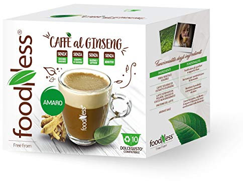 FoodNess - Capsules de café Ginseng Amaro compatible avec le système Dolce Gusto sans gluten, lactose et sucre ajouté (3 x Tot. 30 capsules)