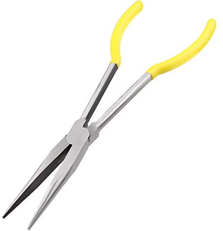BQKKWIN 27,9 cm lange Spitzzange | entworfen für Mechaniker, Techniker und Bauunternehmer | Arbeiten mit empfindlichen oder schwer zugänglichen Stücken | gefräste Backen | Stahl Nadelnase