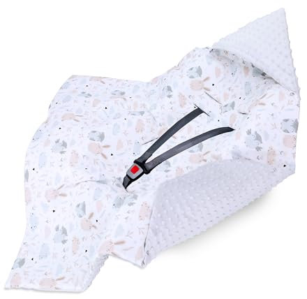 Einschlagdecke Babyschale Baby Decke 90x90 cm - Fußsack Blanket für Kinderwagen und Autositz Ganzjahres für Neugeborenen und Kleinkinder Einschlagsdecken für 3 und 5 Punkt Gurt Minky Oeko-Tex