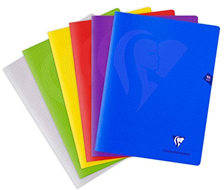 Clairefontaine 303362C CONFEZIONE DA 10 quaderni a punto metallico Mimesys - 24x32 cm - 96 Pagine a quadretti piccoli - Carta Bianca 90 g - Copertina in polipropilene Trasparente - colori casuali