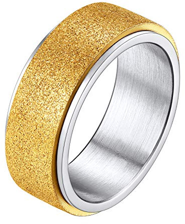 Richsteel Spinner Ring für herren Damen 8mm breit Sandgestrahlt Bandring Drehbarer Ring für Geburtstag Valentinstag Verlorbung