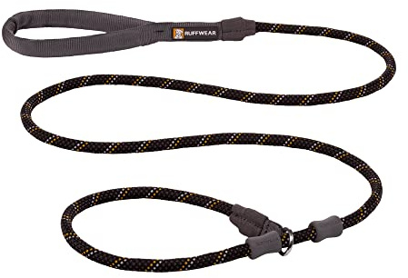 RUFFWEAR Just-a-Cinch Leine, reflektierende Hundeleine mit Seil und Halsband, Länge: 1,5 m, Obsidian Black