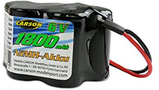Carson 500608230-6V/1800mAh NiMH Empfängerakku Hump BEC, wiederaufladbar, mit Tamiya Stecker, Akku für RC Auto, Ersatzzakku ferngesteuertes Fahrzeug, hochwertig, Modellbau, Mehrfarbig