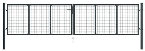 vidaXL Mesh-Gartentor Verzinkter Stahl 400 x 125 cm Grau