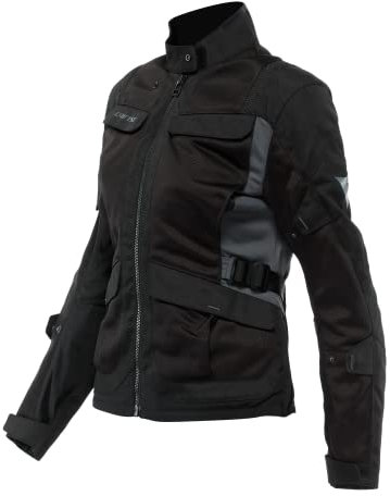 Dainese - Desert Lady Tex Jacket, Chaqueta de Moto de Verano, Tejido Técnico Ligero, Protectores de Hombros y Codos, Chaqueta de Moto para Mujer, Negro/Negro/Ébano, 46