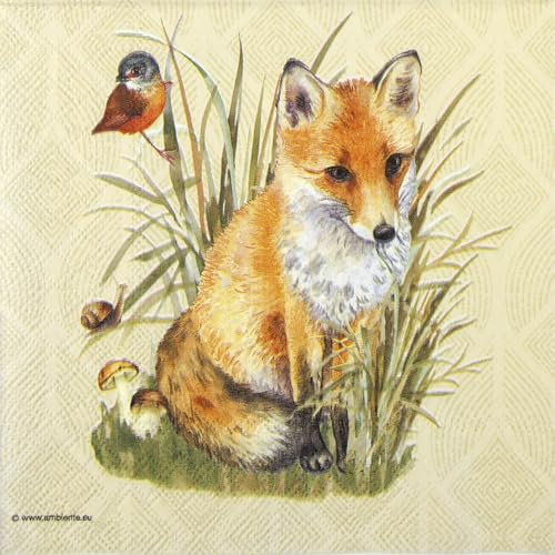 20 Fox Napkins - Animal Motif, Gästel Großbdesign: Autumn Table Decoration Party & Craft Decoupage, 33x33 cm