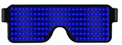 LED-ljusglas, nattklubb, blinkande solglasögon, USB-uppladdningsbara LED-lysglasögon, mångsidiga ljusglasögon, festglasögon, display, neonfesttillbehör för barn, män, kvinnor (blå)