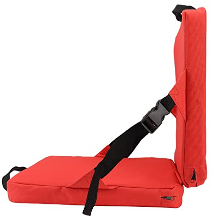 Tnfeeon Portable Stadium Seat Cushion, Stadium Folding Chair Cushion Back Storage Pocket Red Adjustable Comfortable Increase Force Surface Oxford Cloth for Park